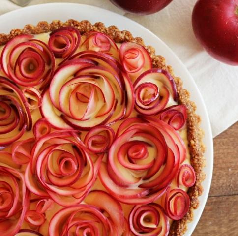 Apple Walnut Tart with Maple Custard